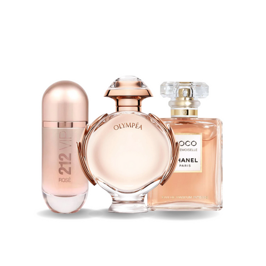 Zestaw 3 perfum Carolina Herrera 212 VIP ROSÉ, Paco Rabanne OLYMPÉA e Chanel COCO MADEMOISELLE