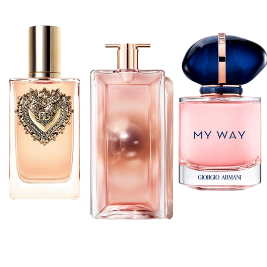 Zestaw 3 perfum Dolce & Gabanna Devotion, My Way Giorgio Armani, Lancôme Idôle 100ml